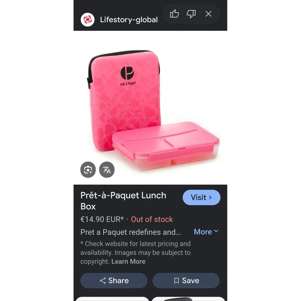 Pret-a-Paquet‎ Lunch To-Go Kit Pink Insulated Neoprene Sleeve Bento Box 35.2oz